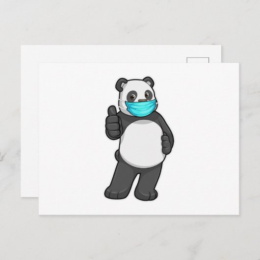 Carte Postale Panda avec masque visage (Devant / Derrière)