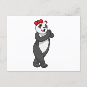 Carte Postale Panda avec ruban