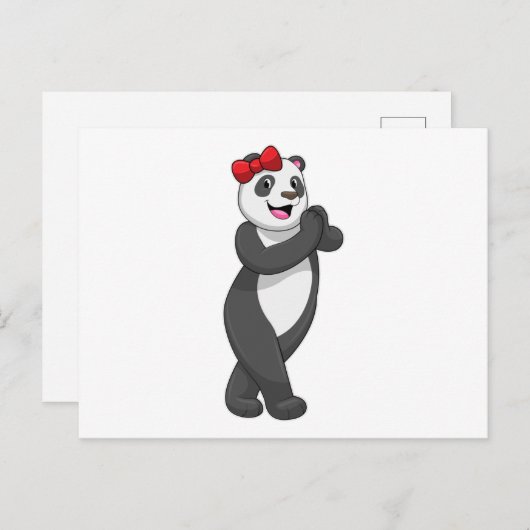 Carte Postale Panda avec ruban (Devant / Derrière)