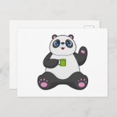 Carte Postale Panda avec tasse à café (Devant / Derrière)