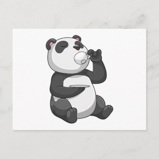 Carte Postale Panda avec Tasse à Thé (Devant)