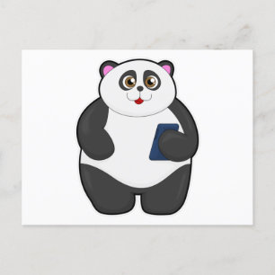 Carte Postale Panda avec téléphone mobile