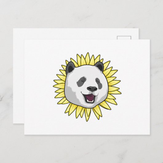 Carte Postale Panda avec tournesol (Devant / Derrière)