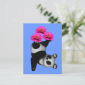 Carte Postale Panda Bear Et Rose Zinnia (Debout devant)