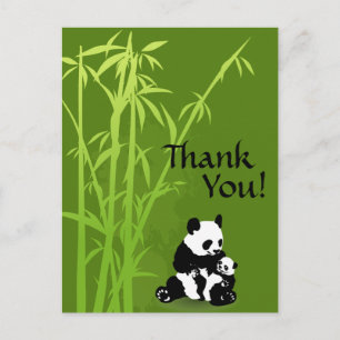 Carte Postale Panda Bears et Bamboo Merci Postcard