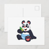 Carte Postale Panda bébé avec du bambou (Devant / Derrière)