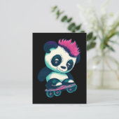 Carte Postale Panda bébé mignonne avec mohawk | Panda de patinag (Debout devant)