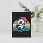 Carte Postale Panda bébé mignonne avec mohawk | Panda de patinag (Debout devant)
