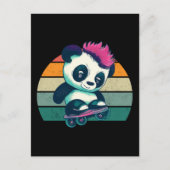 Carte Postale Panda bébé mignonne avec mohawk | Panda de patinag (Devant)