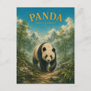 Carte Postale Panda Brumeux Bamboo Aquarelle GeoSaga