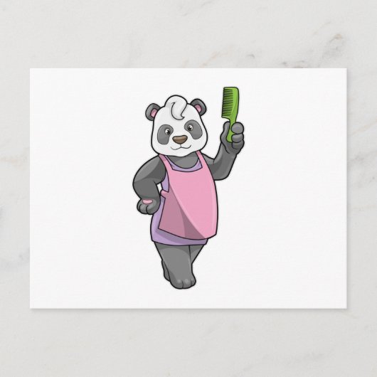 Carte Postale Panda coiffeur au peigne (Devant)