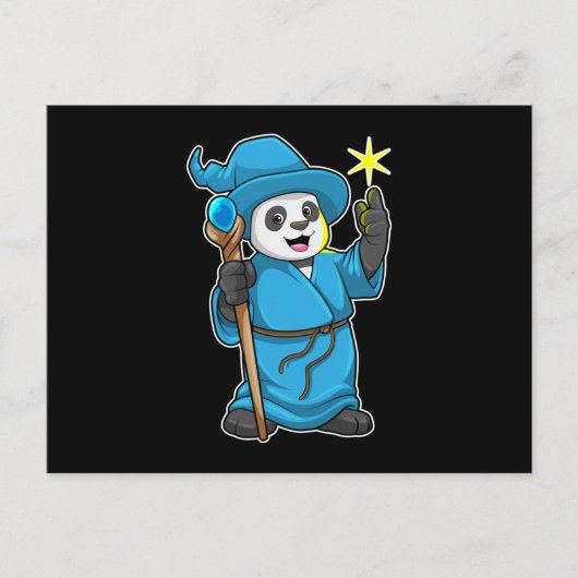 Carte Postale Panda comme Assistant avec baguette magique (Devant)