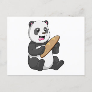 Carte Postale Panda comme boulanger avec pain