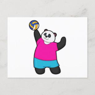 Carte Postale Panda comme joueur de volleyball avec volleyball