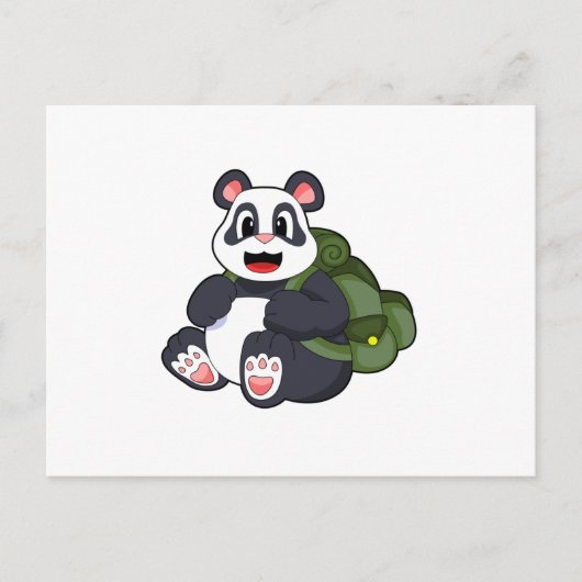 Carte Postale Panda comme randonneur avec sac à dos (Devant)