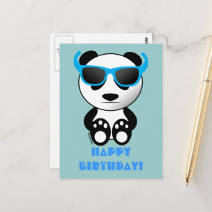 Carte Postale Panda cool avec lunettes de soleil   Joyeux annive