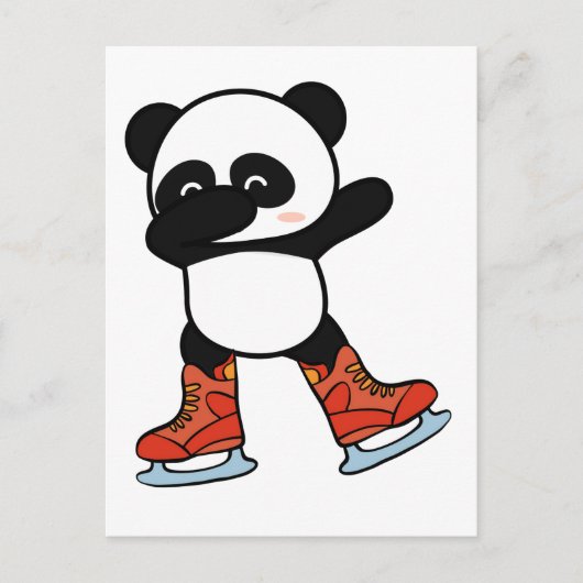 Carte Postale Panda Cool qui fait le dab sur des patins à glace (Devant)