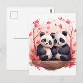 Carte Postale Panda couple si heureux ensemble (Devant / Derrière)