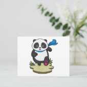 Carte Postale Panda coureur avec écharpe (Debout devant)