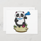 Carte Postale Panda coureur avec écharpe (Devant / Derrière)