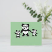 Carte Postale Panda Cute Avec Deux Bébés (Debout devant)