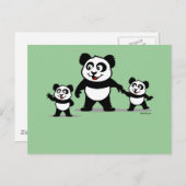 Carte Postale Panda Cute Avec Deux Bébés (Devant / Derrière)