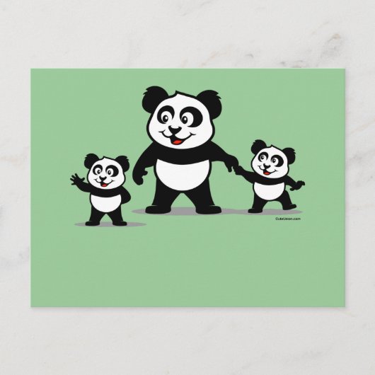 Carte Postale Panda Cute Avec Deux Bébés (Devant)