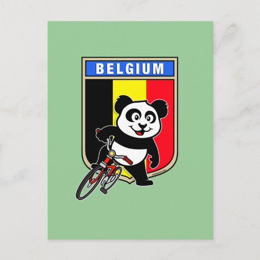 Carte Postale Panda cyclable de Belgique mignonne (Devant)