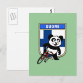 Carte Postale Panda cycliste finlandais (Devant / Derrière)