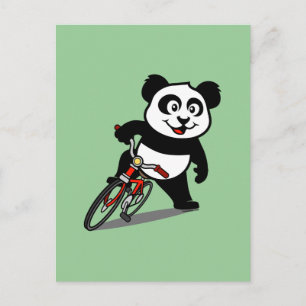 Carte Postale Panda Cycliste Mignon