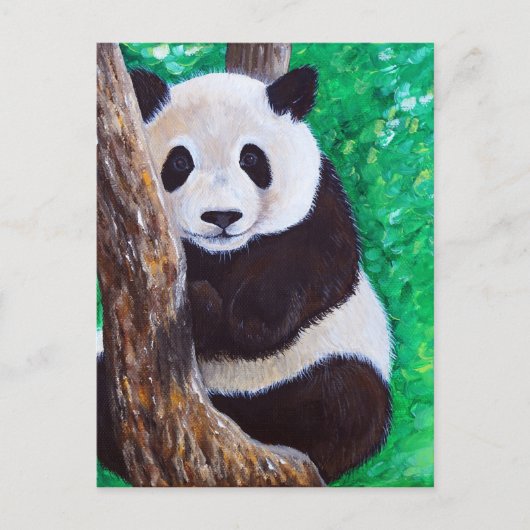 Carte Postale Panda dans une peinture d'arbre (Devant)