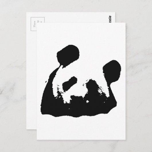 Carte Postale Panda d'art noir blanc (Devant / Derrière)