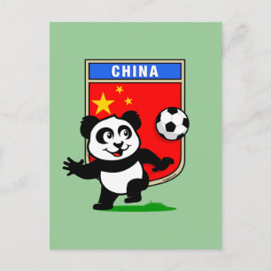 Carte Postale Panda de football chinois
