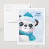Carte Postale Panda de Noël (Devant / Derrière)