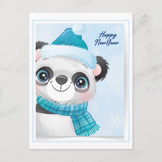 Carte Postale Panda de Noël (Devant)