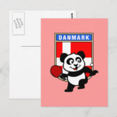 Carte Postale Panda De Tennis De Table Danemark (Devant / Derrière)