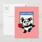 Carte Postale Panda de tennis de table en Corée du Sud (Devant / Derrière)