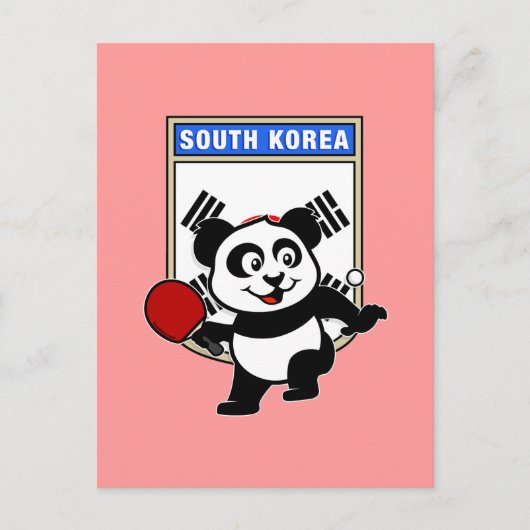 Carte Postale Panda de tennis de table en Corée du Sud (Devant)