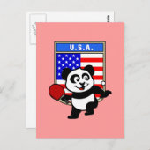 Carte Postale Panda de tennis de table USA (Devant / Derrière)
