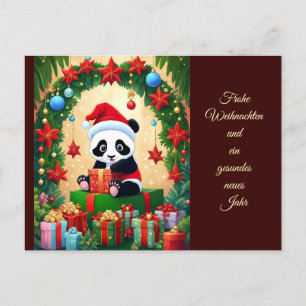 Carte Postale Panda déguisée en père Noël
