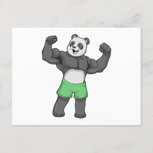 Carte Postale Panda en Bodybuilder au Bodybuilding