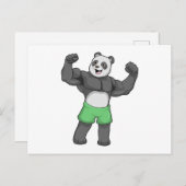 Carte Postale Panda en Bodybuilder au Bodybuilding (Devant / Derrière)