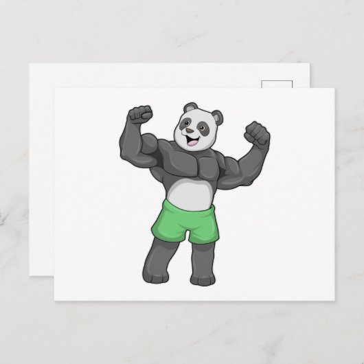 Carte Postale Panda en Bodybuilder au Bodybuilding (Devant / Derrière)