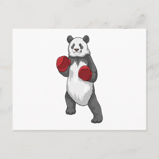 Carte Postale Panda en boîte avec gants de boxe (Devant)