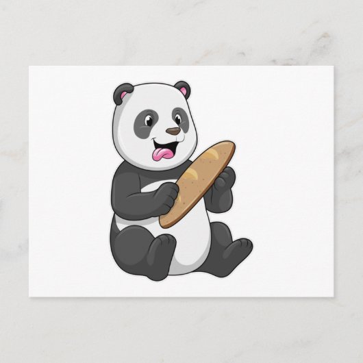 Carte Postale Panda en boulanger avec du pain (Devant)