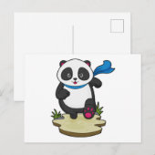 Carte Postale Panda en coureur avec écharpe (Devant / Derrière)