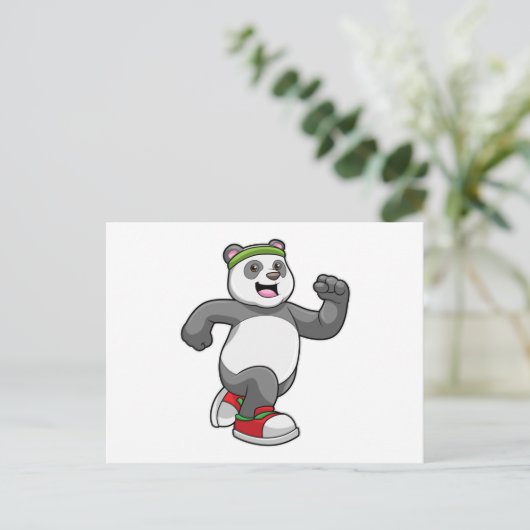 Carte Postale Panda en course avec bandeau (Debout devant)