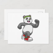 Carte Postale Panda en course avec bandeau (Devant / Derrière)