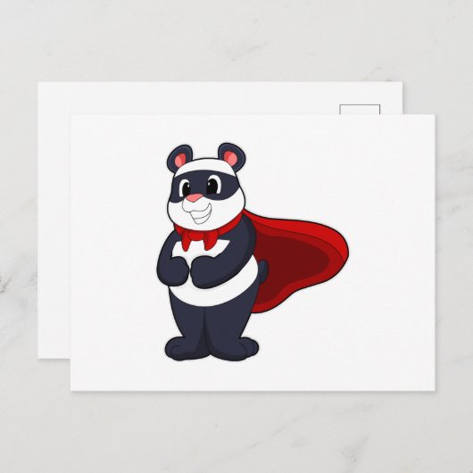 Carte Postale Panda en héros avec masque et cape (Devant / Derrière)