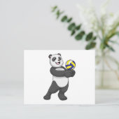 Carte Postale Panda en joueur de volley avec ballon de volley (Debout devant)